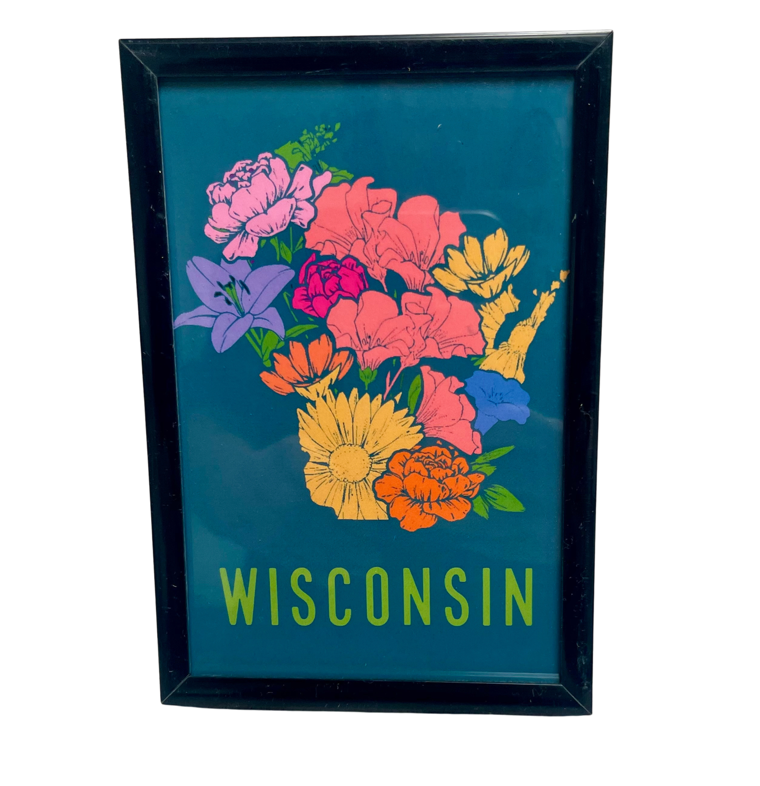 Floral Wisconsin Framed Postcard Print