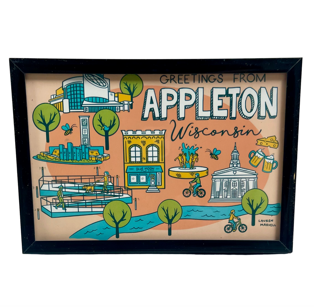 Greetings From Appleton Framed Postcard Print