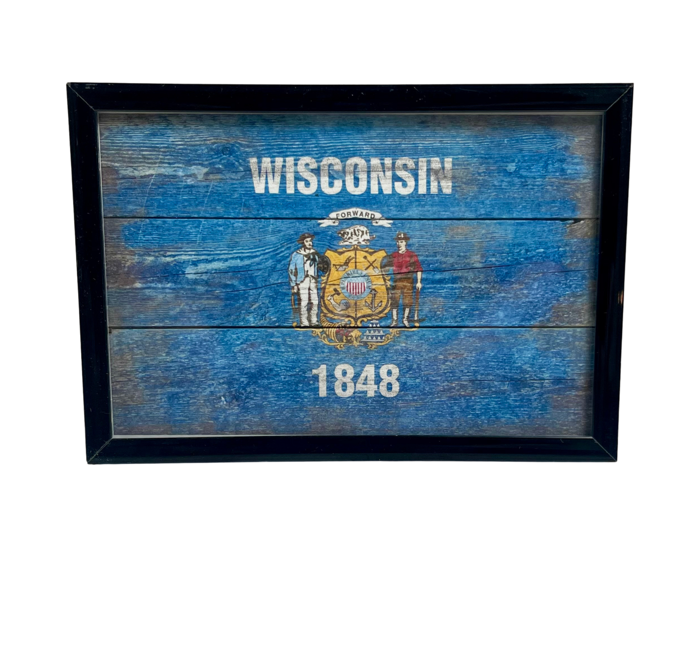 Wisconsin Flag Framed Postcard Print
