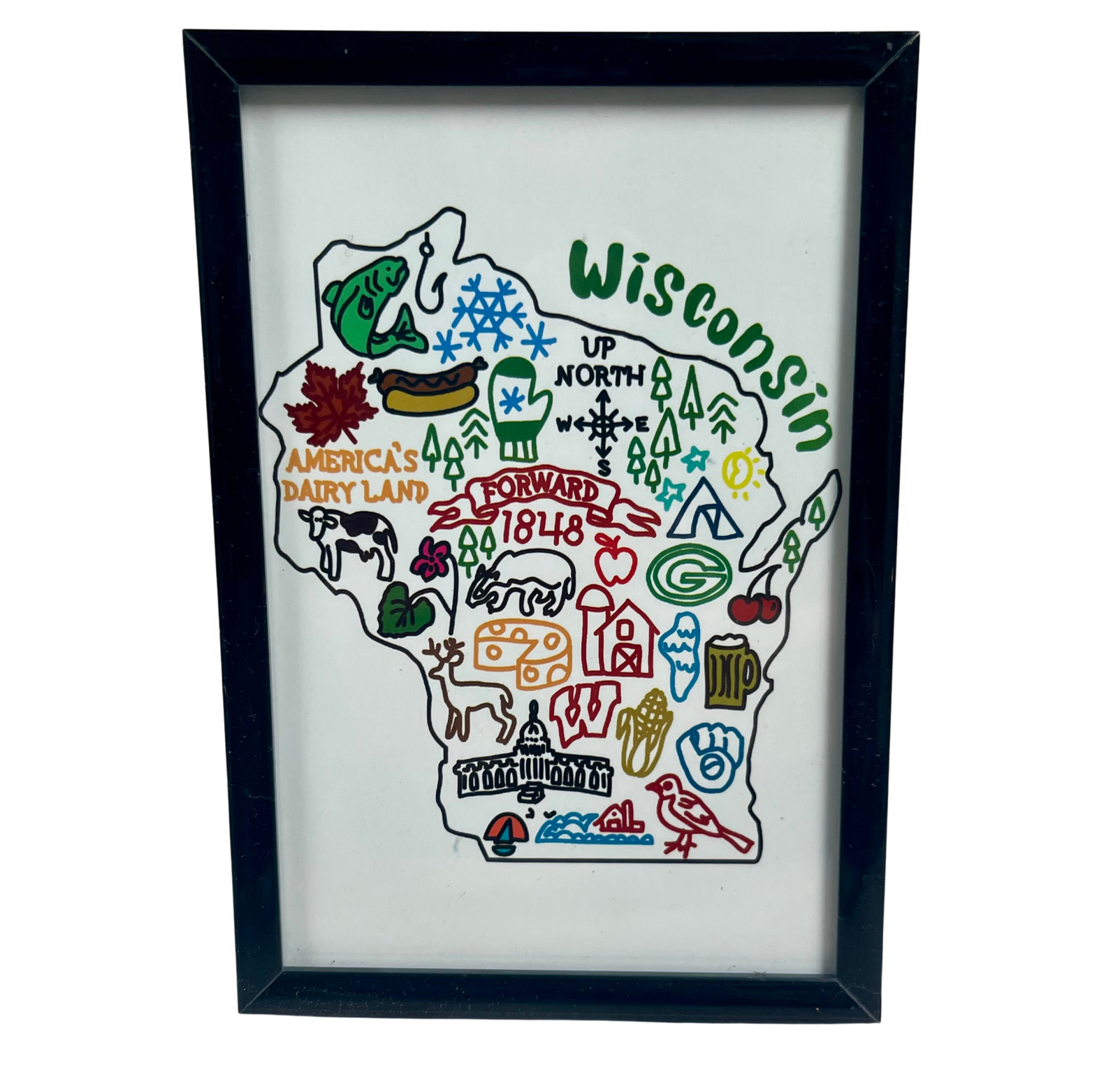 Everything Wisconsin Framed Postcard Print