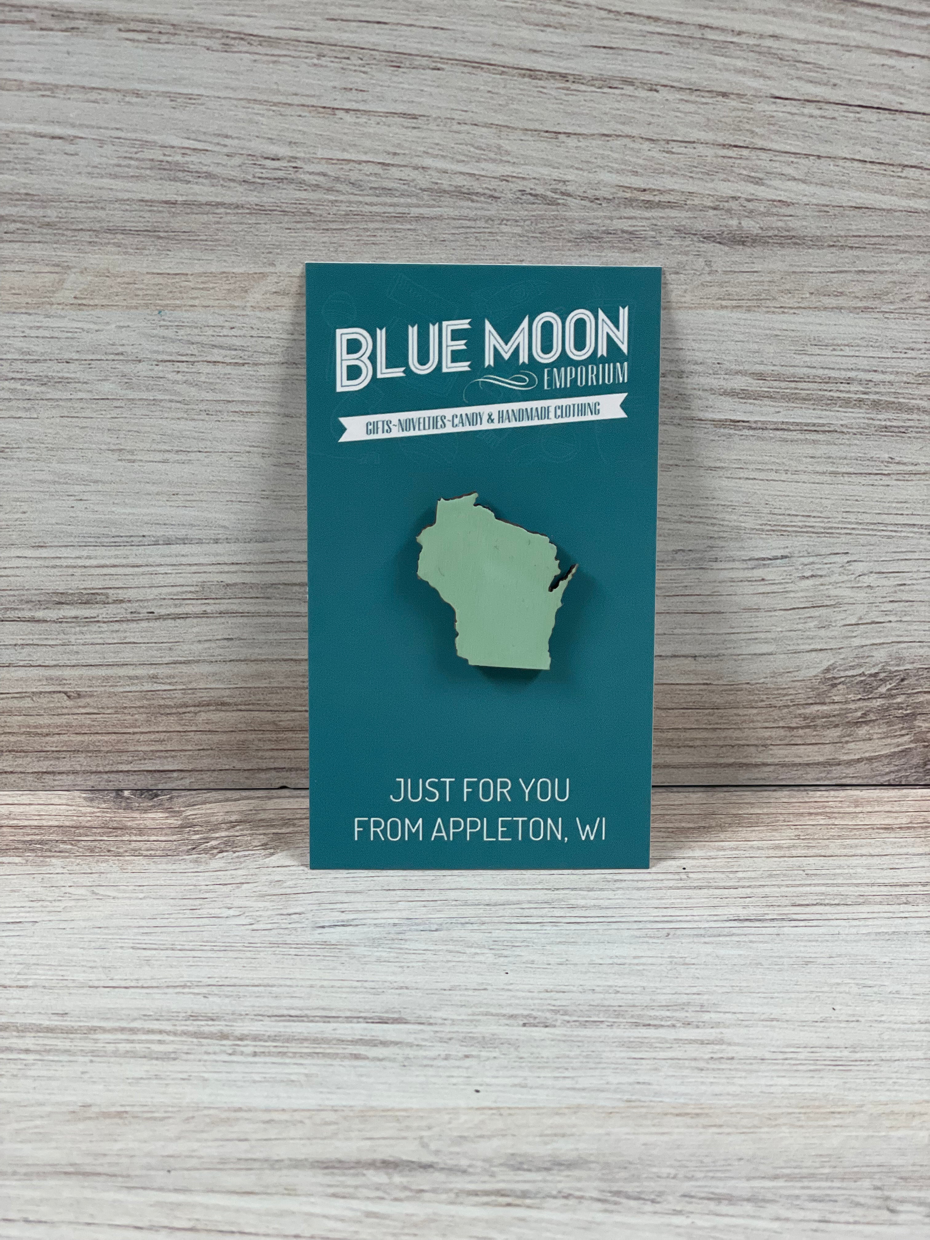 Wisconsin wood lapel pin