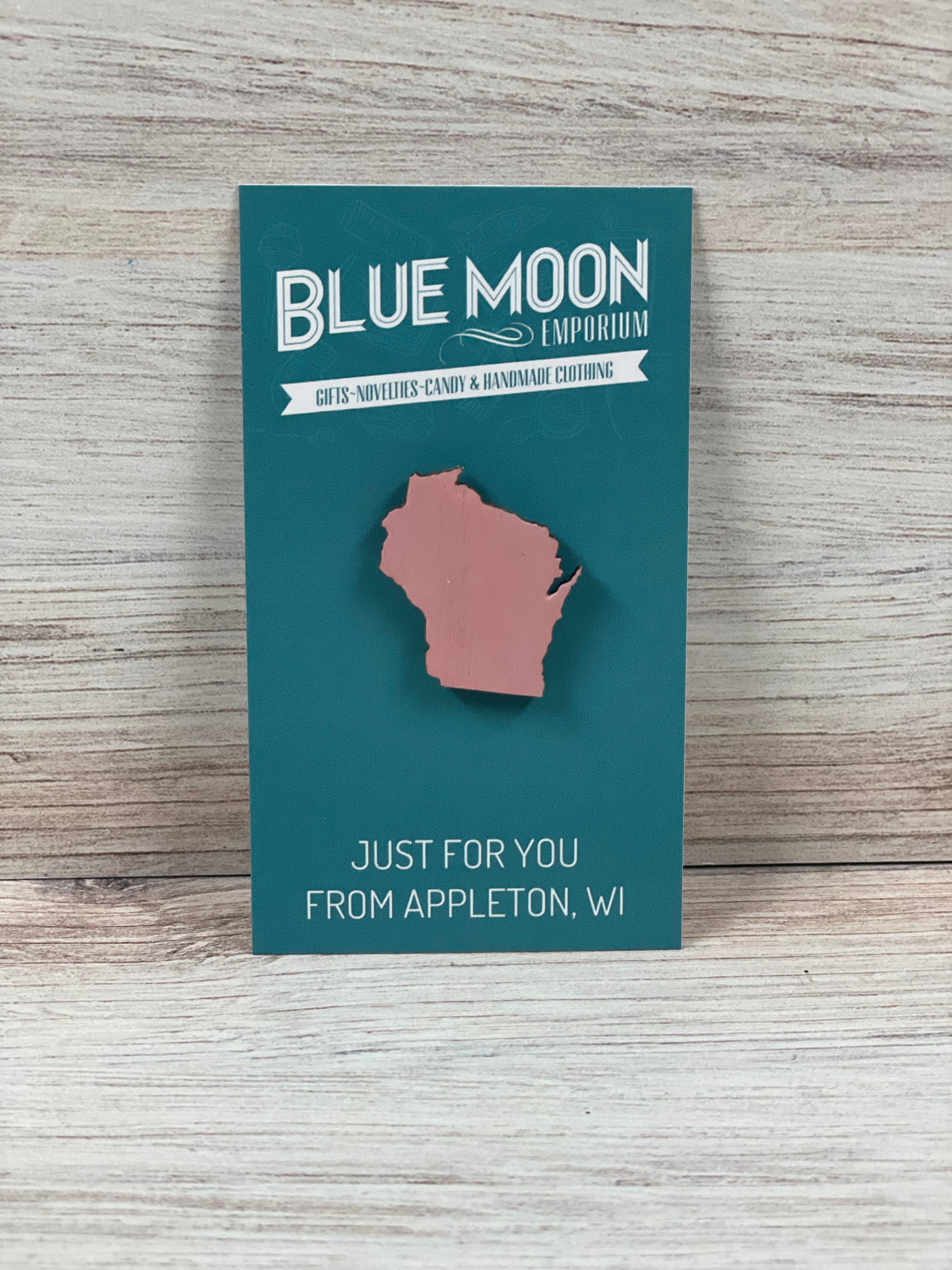 Wisconsin wood lapel pin