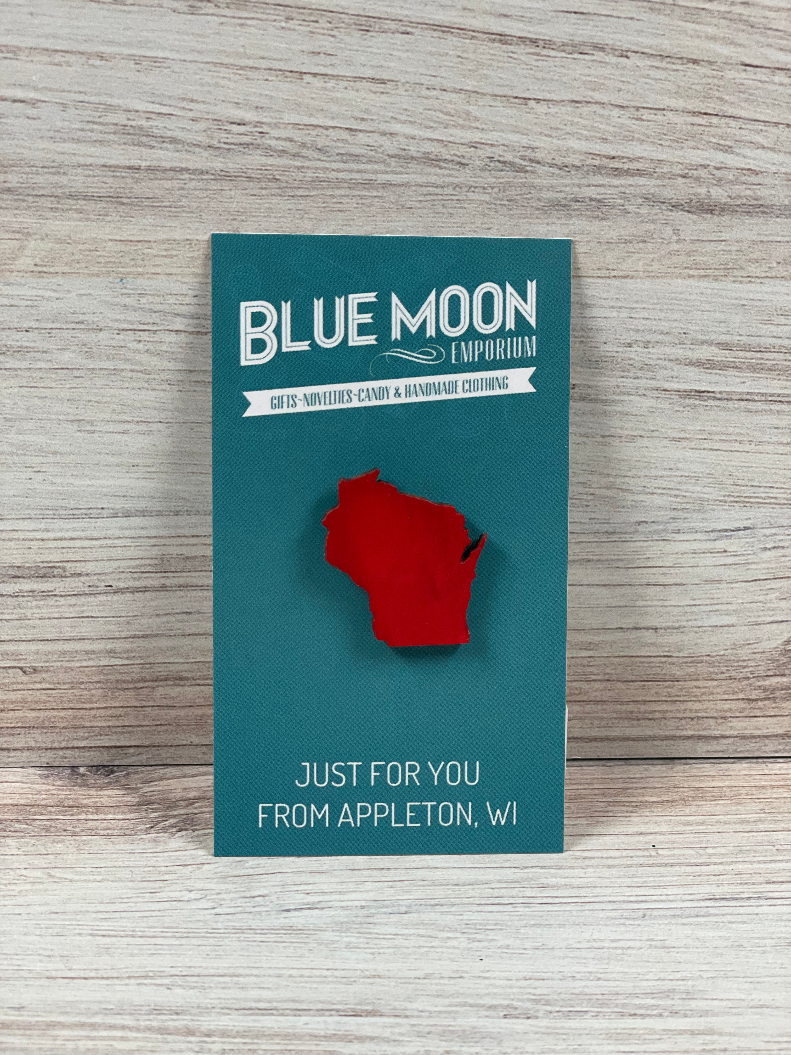 Wisconsin wood lapel pin