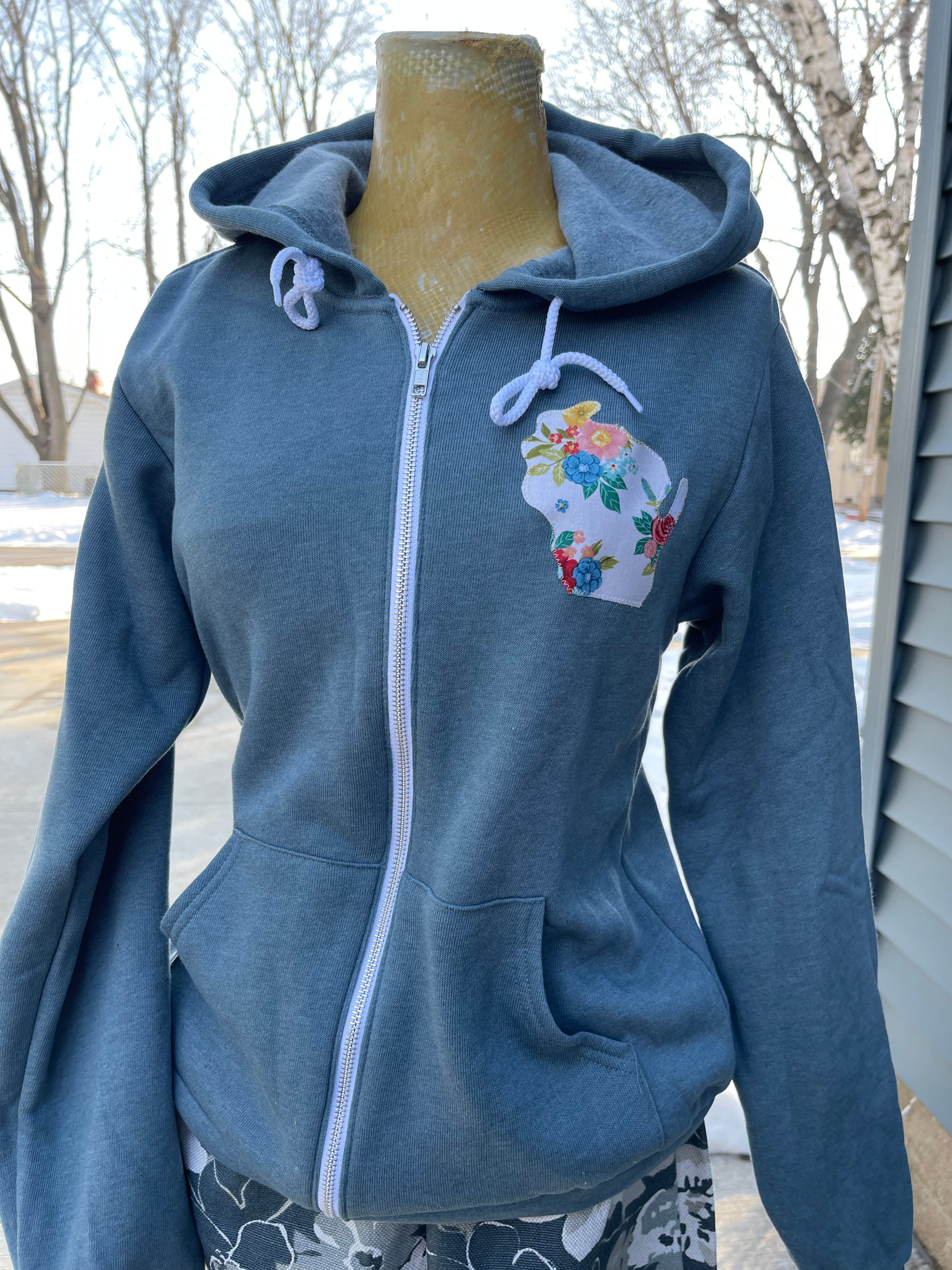 Floral Wisconsin Zip Hoodie