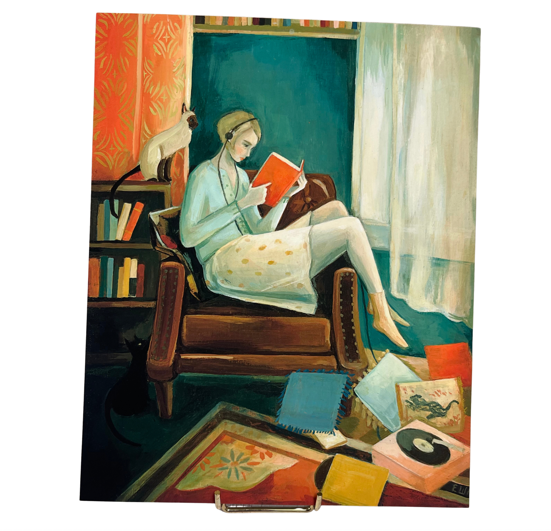 Books, Cats & Records Print by Emily Winfield