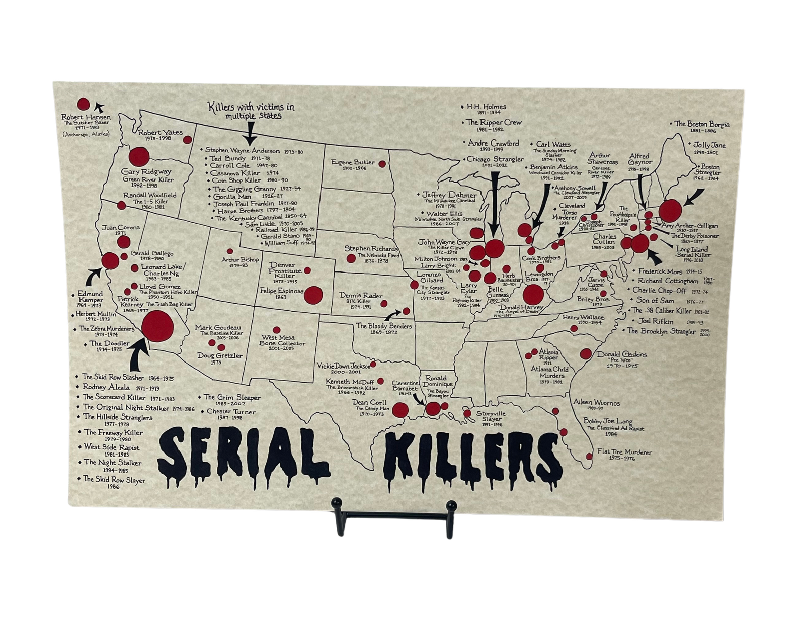 Serial Killer Map by Jesse Kennedy – Blue Moon Emporium