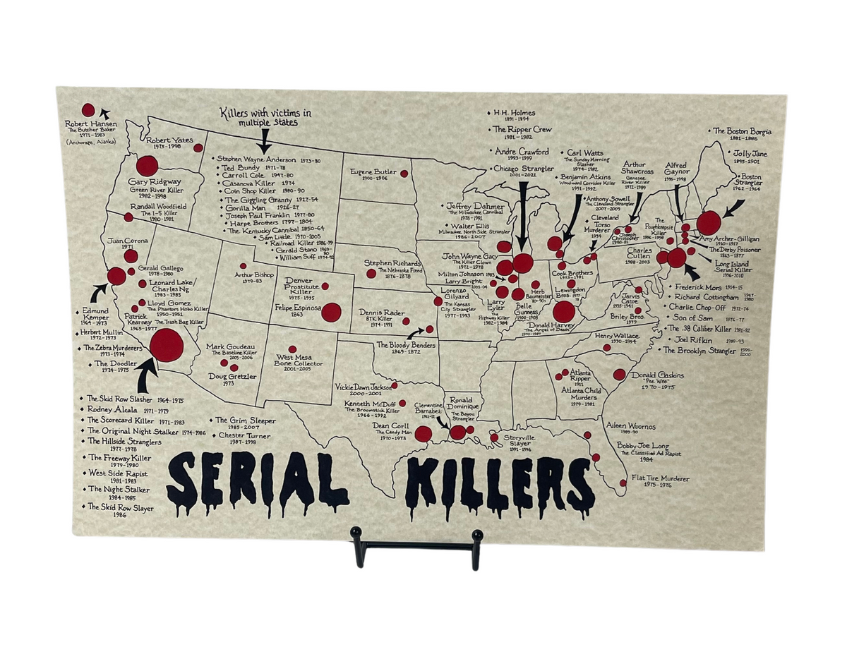 Serial Killer Map by Jesse Kennedy – Blue Moon Emporium