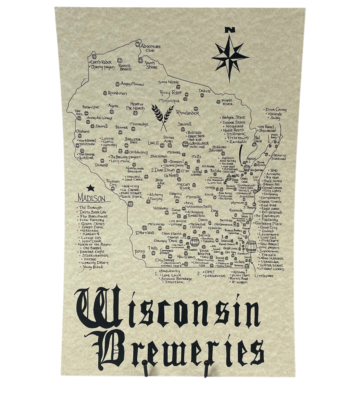 Wisconsin Breweries Map by Jesse Kennedy