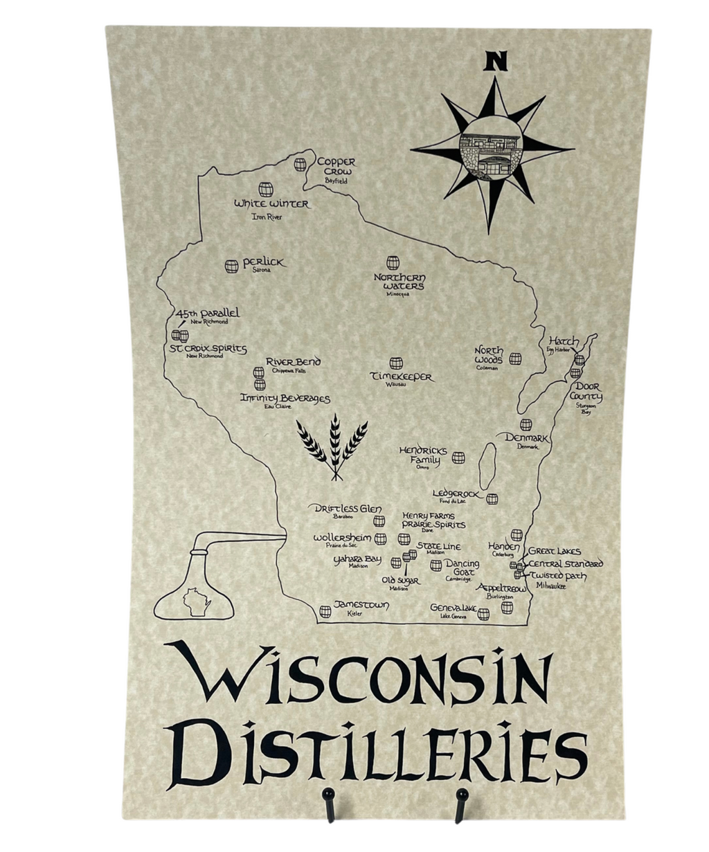 Wisconsin Distilleries Map by Jesse Kennedy