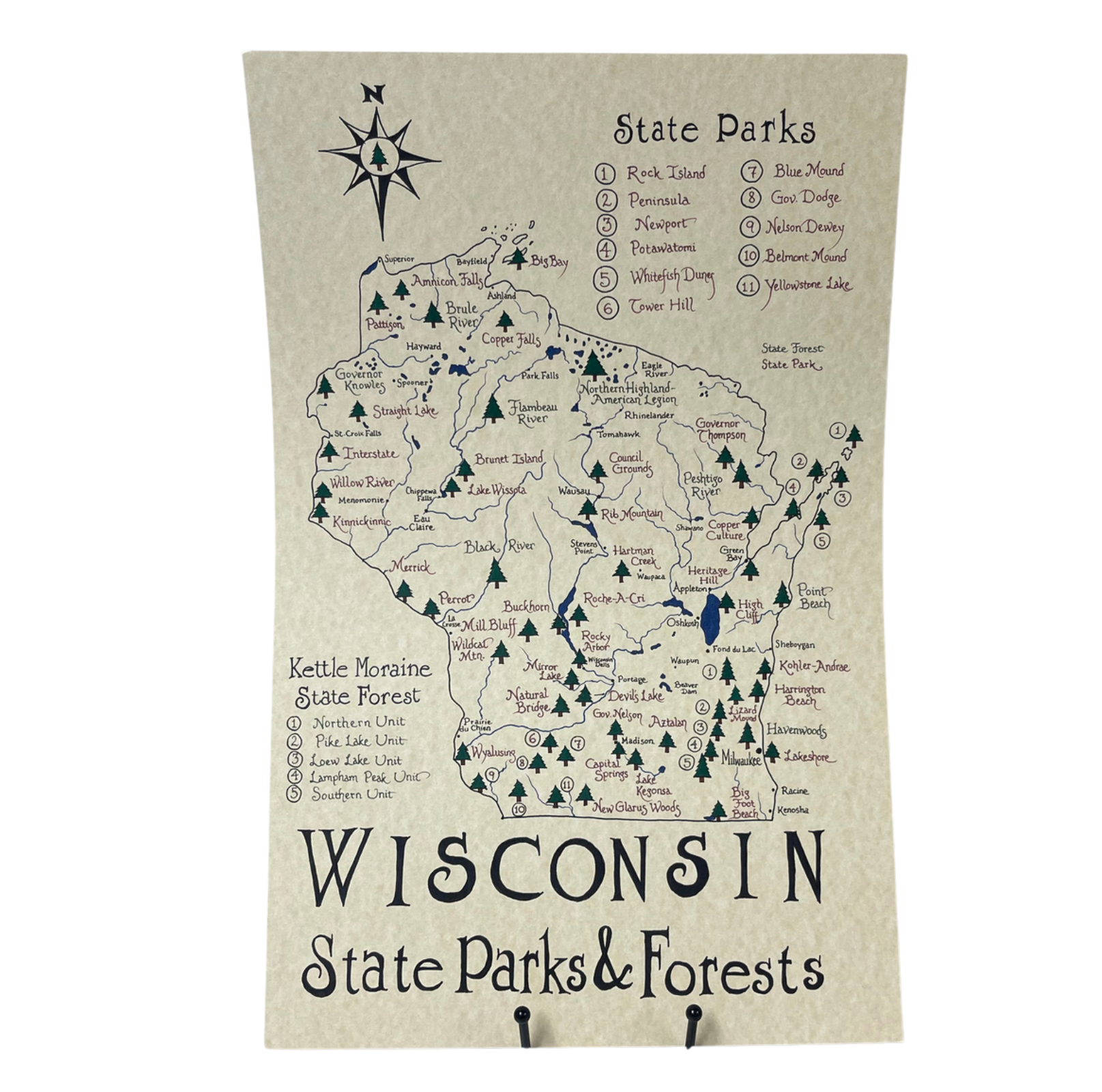 Wisconsin State Parks & Forests Map by Jesse Kennedy