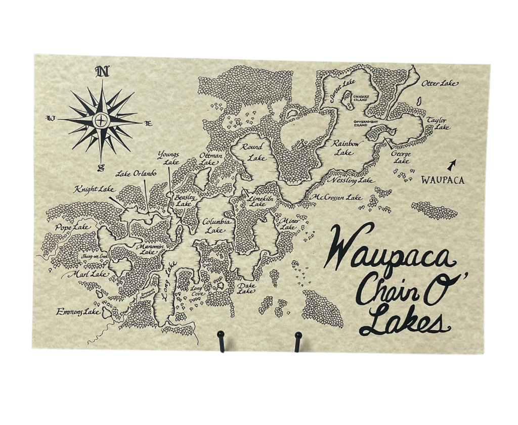 Waupaca Chain O' Lakes Map by Jesse Kennedy