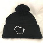Wisconsin Beanie with Pom Pom Black