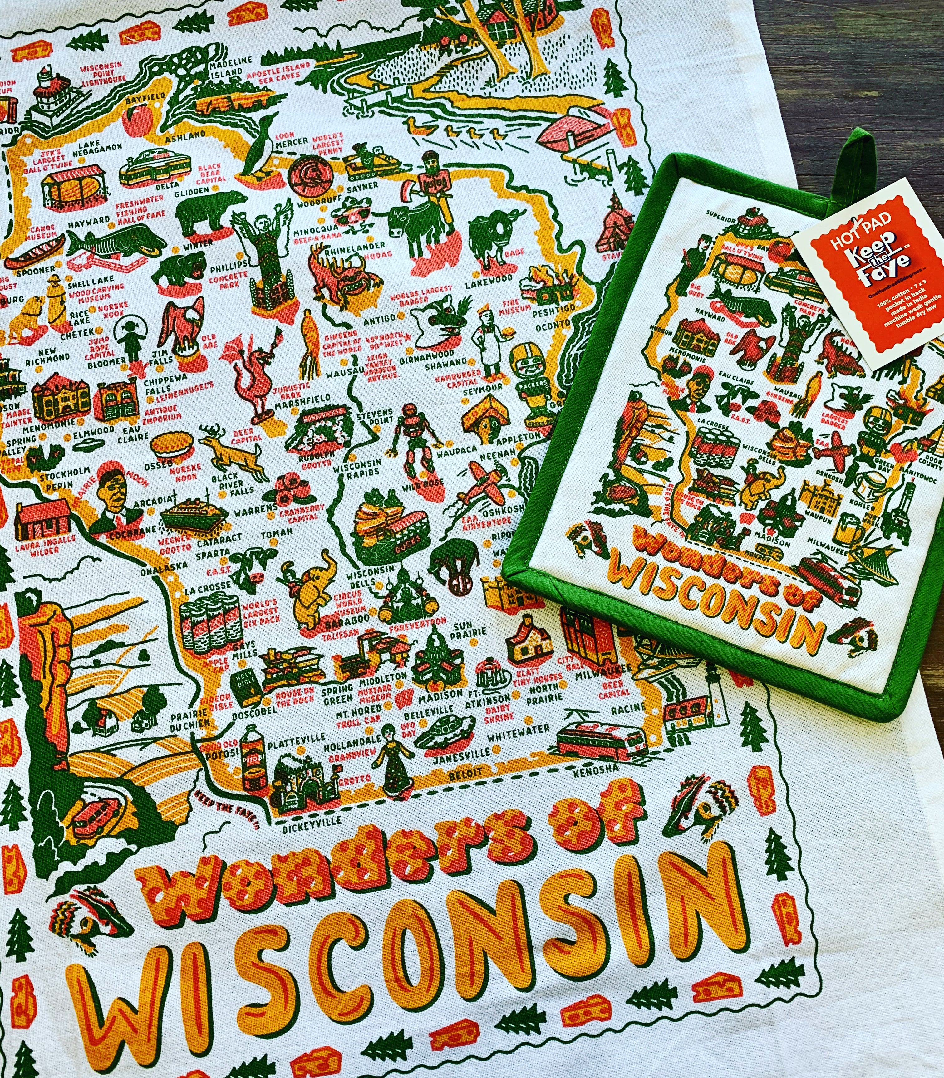 Wonders of Wisconsin dishtowel by Keep the Faye
