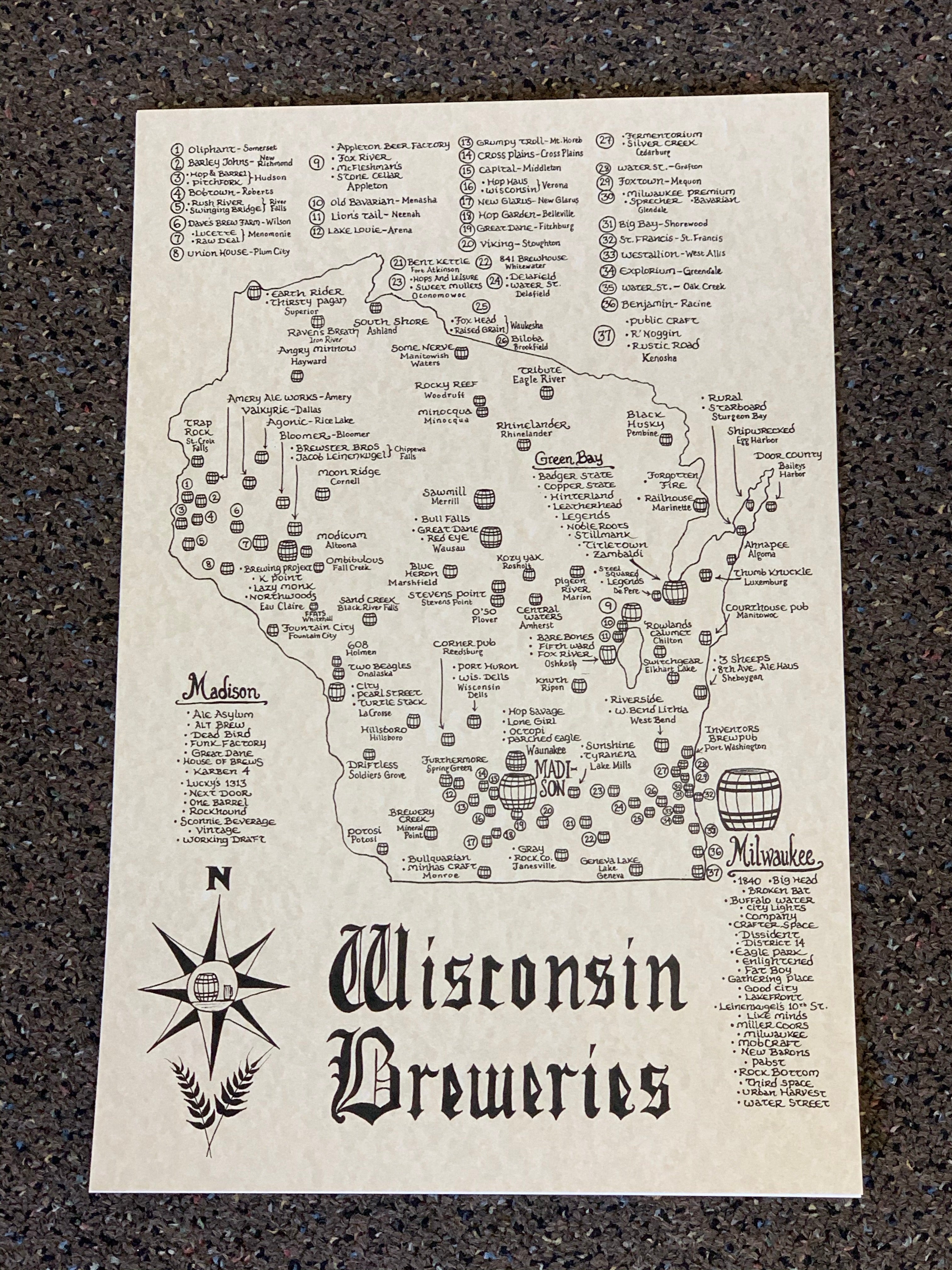 Wisconsin Breweries Map