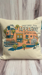 Greetings from Appleton Wisconsin Pillow Cover
